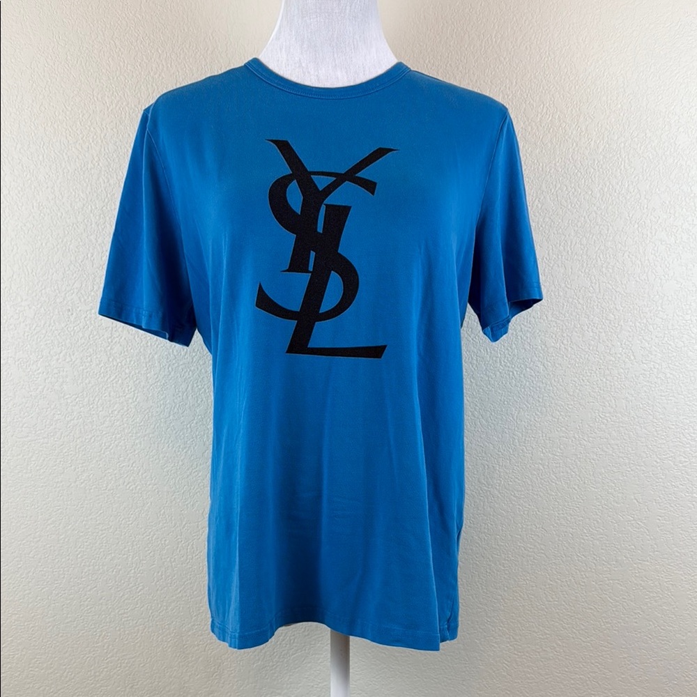 Yves Saint Laurent Blue Short Sleeve Tee‎